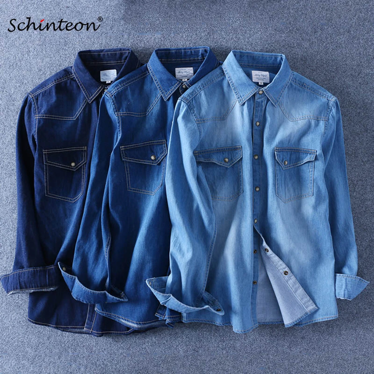 Men's Denim Stylish Long Sleeve Shirt For Me (3 Combo)