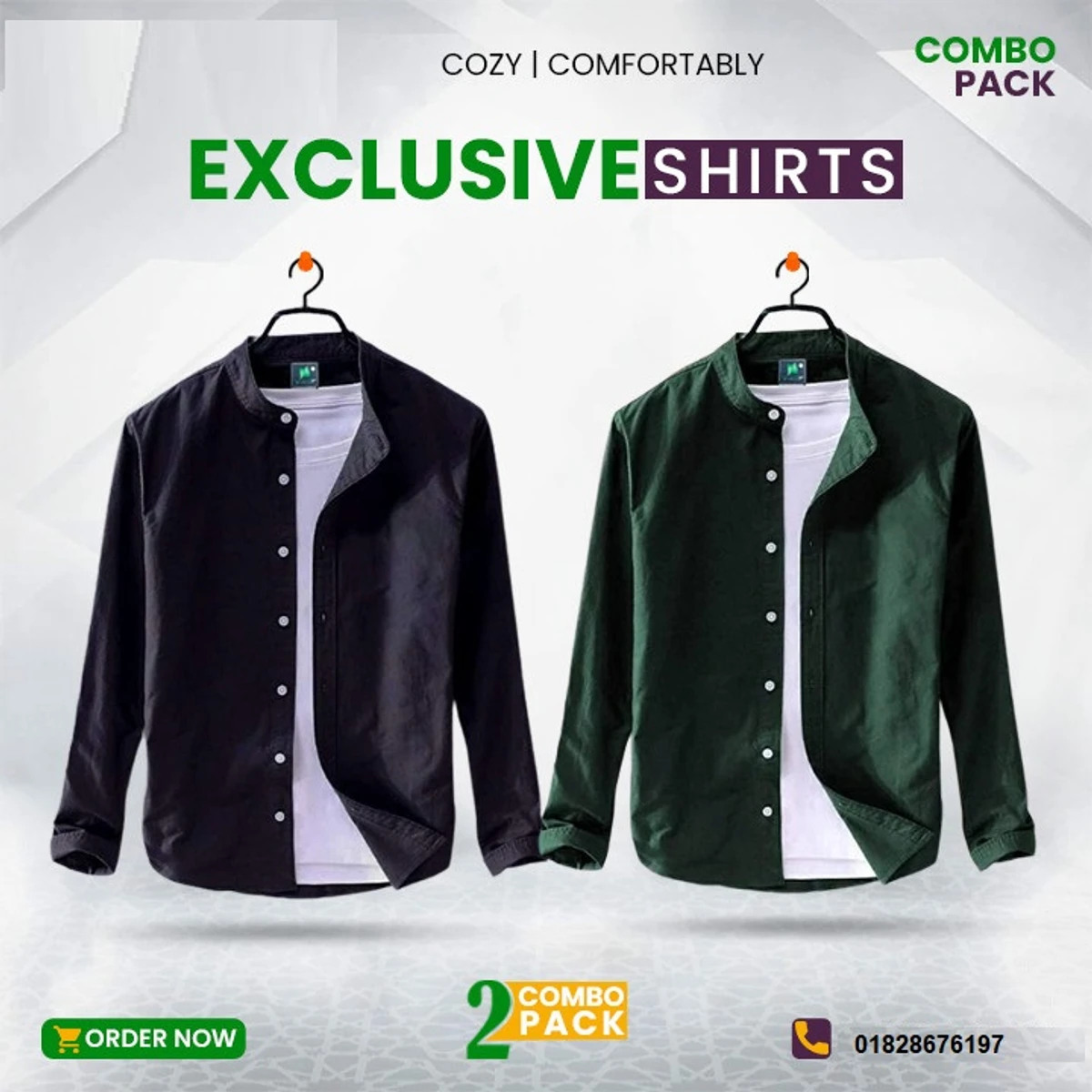 2 pcs genuine oxford cotton Combo Shirt (pack 4)