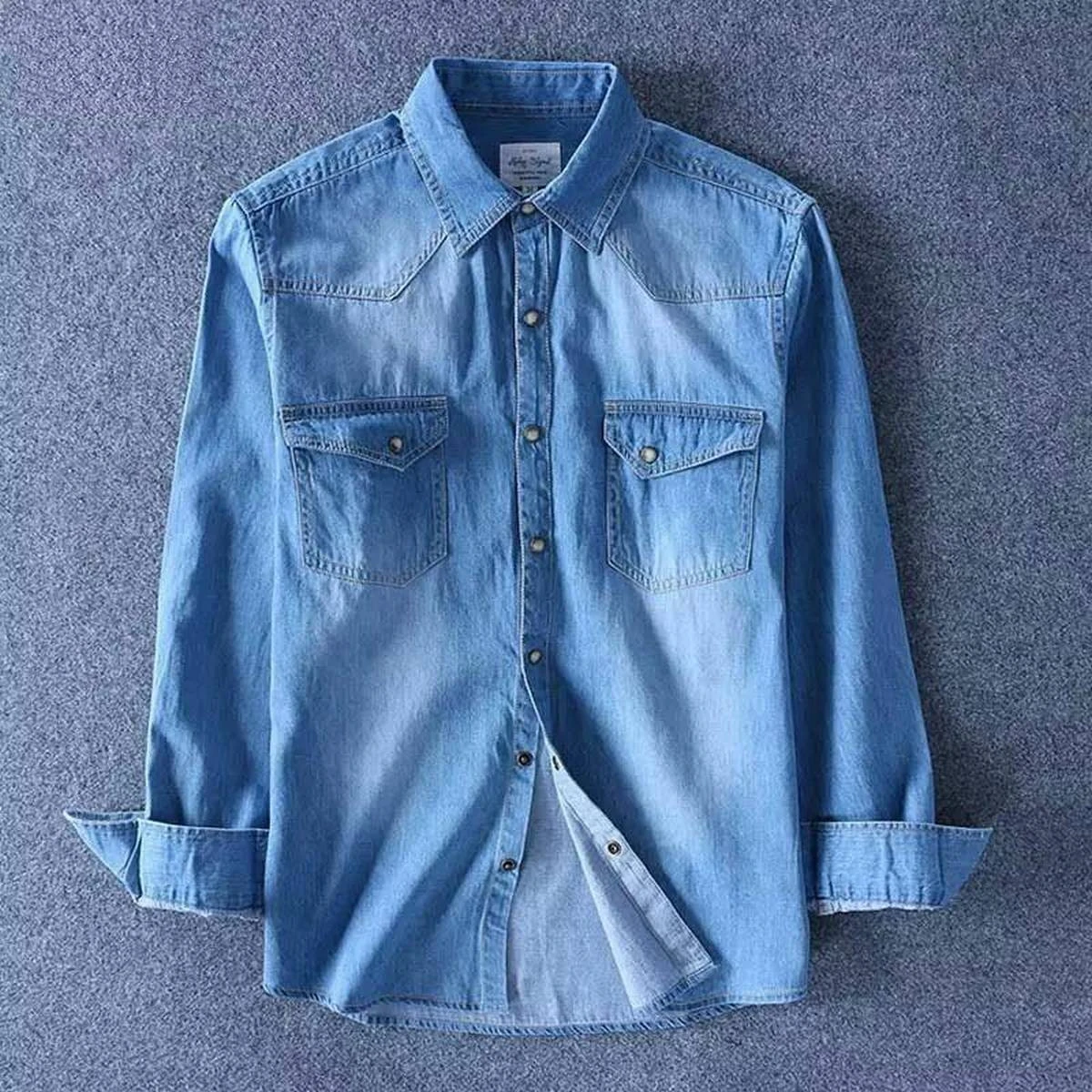 Men's Denim Stylish Long Sleeve Shirt (2pcs combo) - Image 3